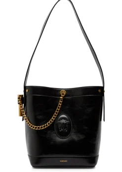 Chain small leather bucket bag