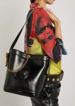 Chain small leather bucket bag