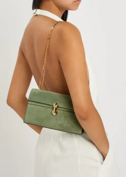 Chain Symmetry suede pochette