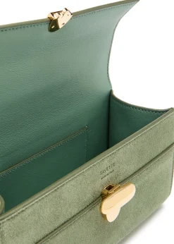 Chain Symmetry suede pochette