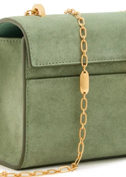 Chain Symmetry suede pochette