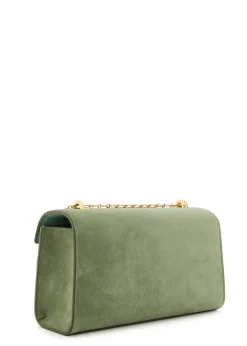 Chain Symmetry suede pochette