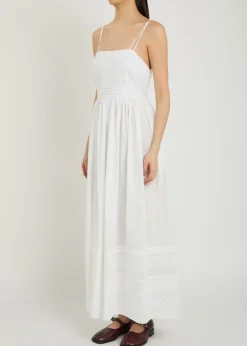 Chamomile pintucked cotton midi dress