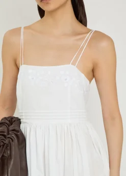 Chamomile pintucked cotton midi dress