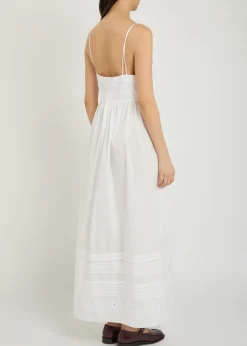 Chamomile pintucked cotton midi dress
