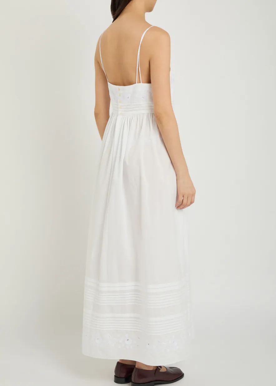 Chamomile pintucked cotton midi dress
