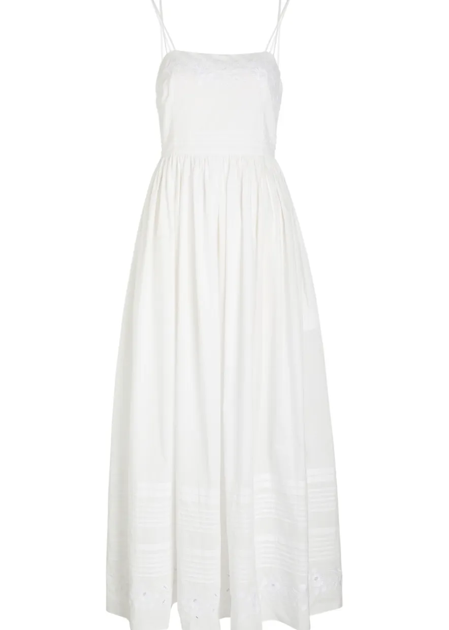 Chamomile pintucked cotton midi dress
