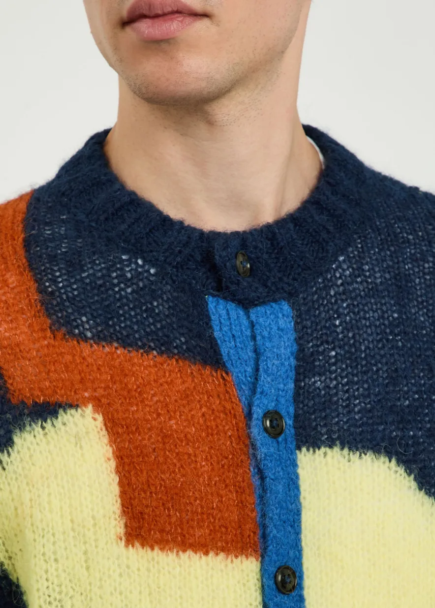 Chapeau colour-blocked brushed alpaca-blend cardigan