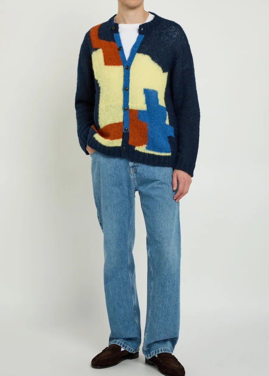 Chapeau colour-blocked brushed alpaca-blend cardigan
