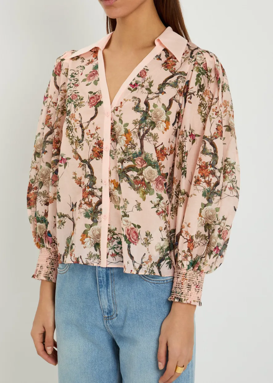 Charis floral-print cotton-blend blouse
