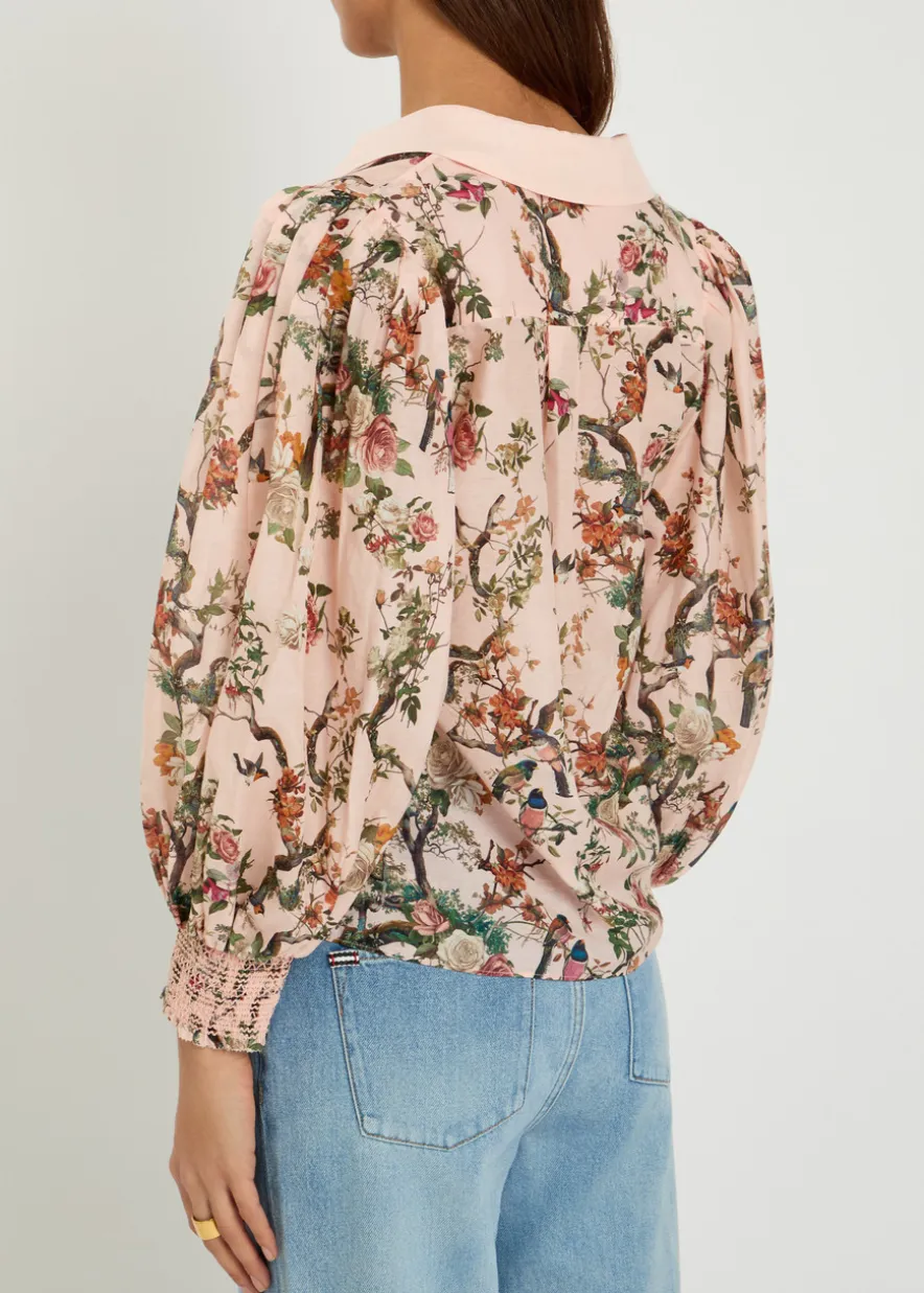 Charis floral-print cotton-blend blouse
