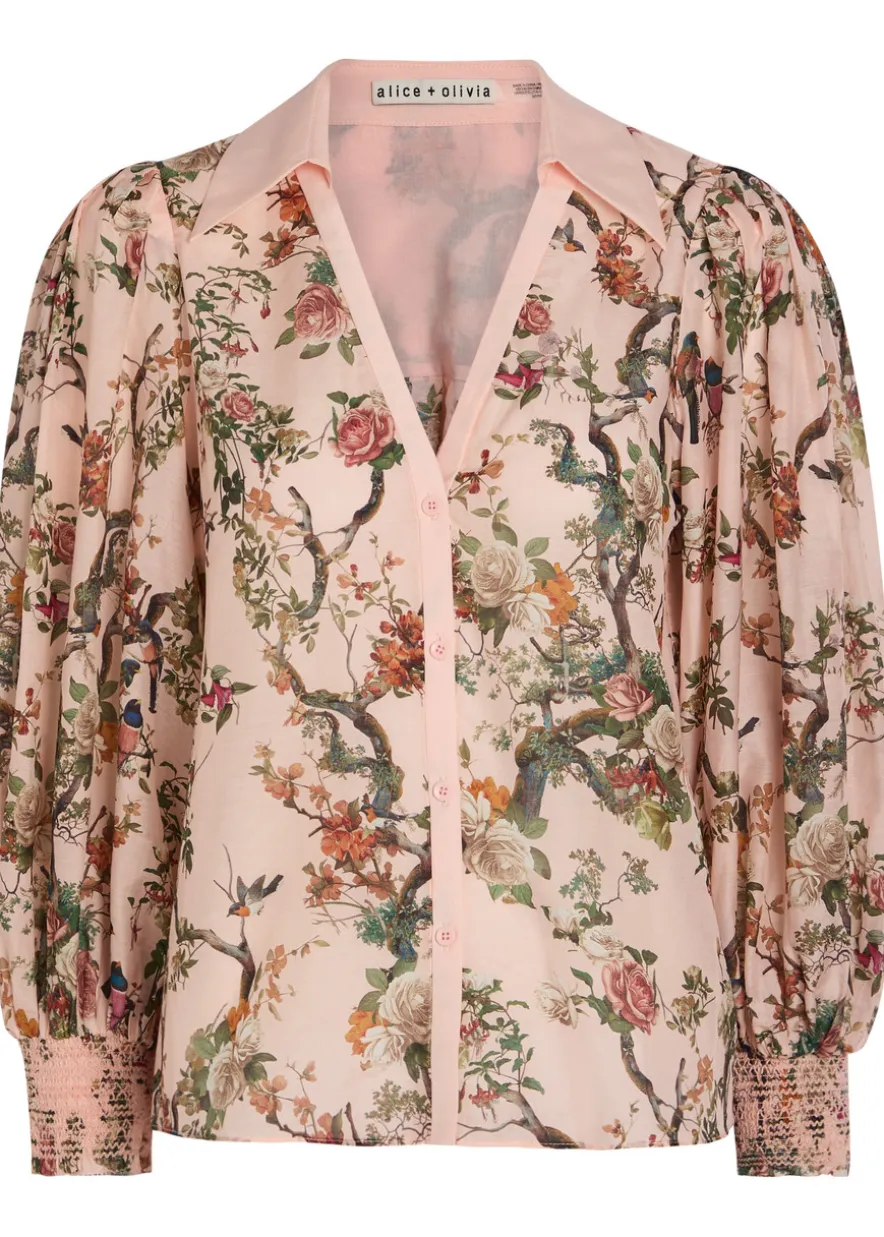 Charis floral-print cotton-blend blouse