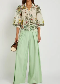 Charis floral-print cotton-blend blouse