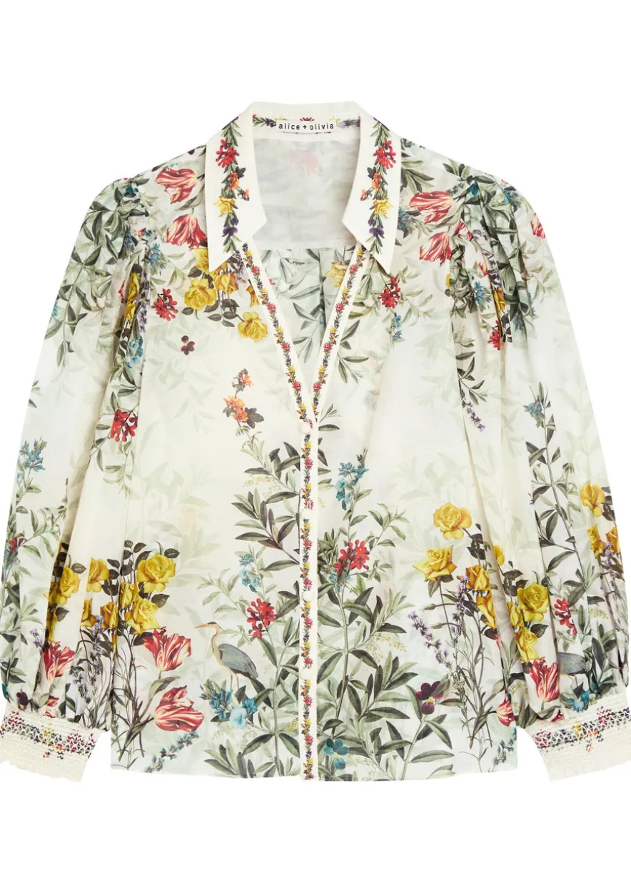 Charis floral-print cotton-blend blouse