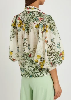 Charis floral-print cotton-blend blouse