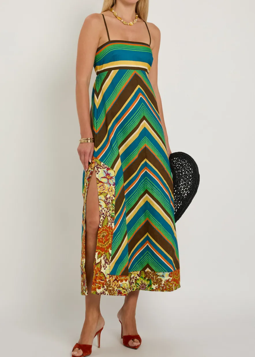 Charlie striped linen midi dress