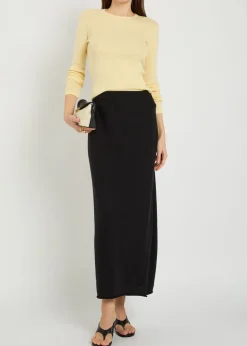 Charlotta cotton and cashmere-blend midi skirt