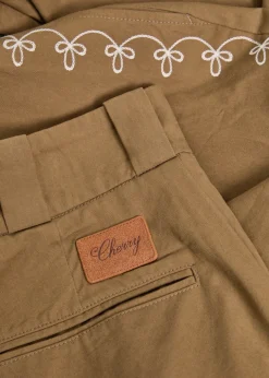 Charro embroidered straight-leg cotton trousers