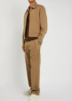 Charro embroidered straight-leg cotton trousers