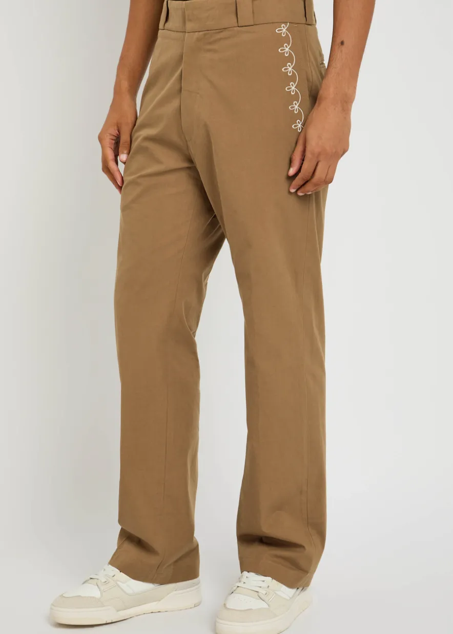 Charro embroidered straight-leg cotton trousers
