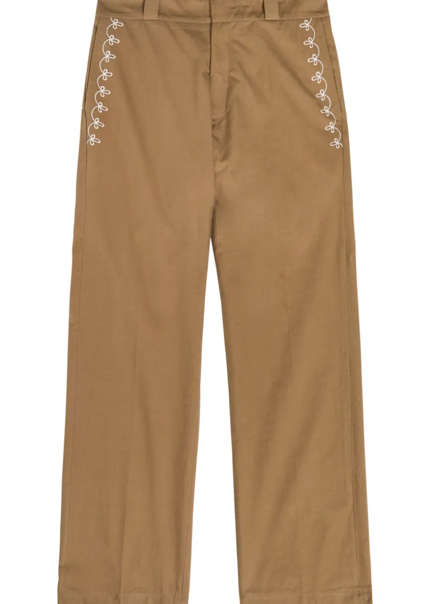 Charro embroidered straight-leg cotton trousers