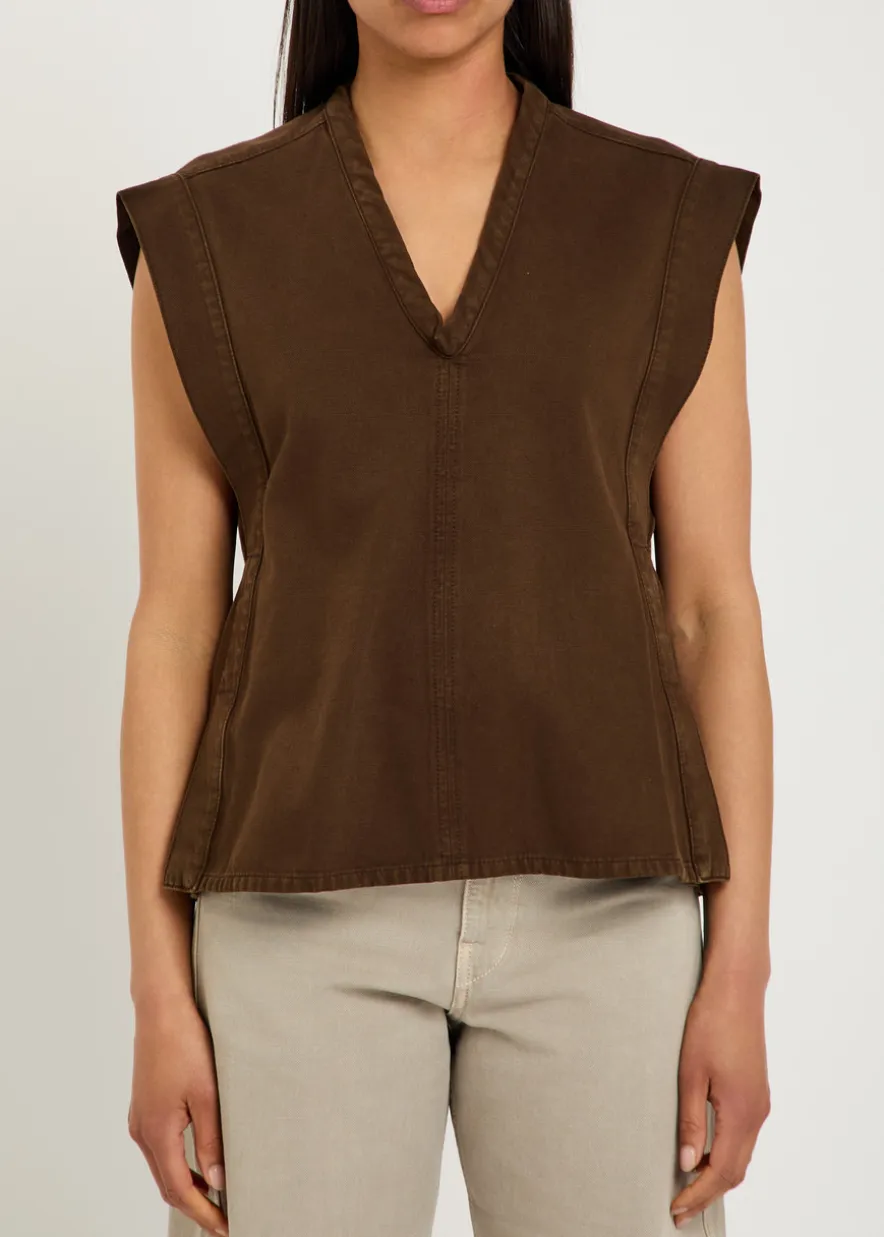 Chasuble belted cotton-twill top