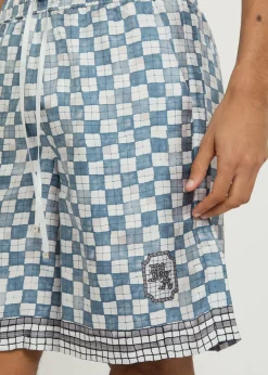 Chateau Crest checked silk shorts