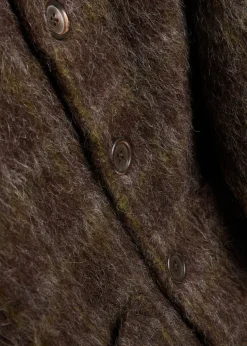 Checked brushed wool-blend cardigan