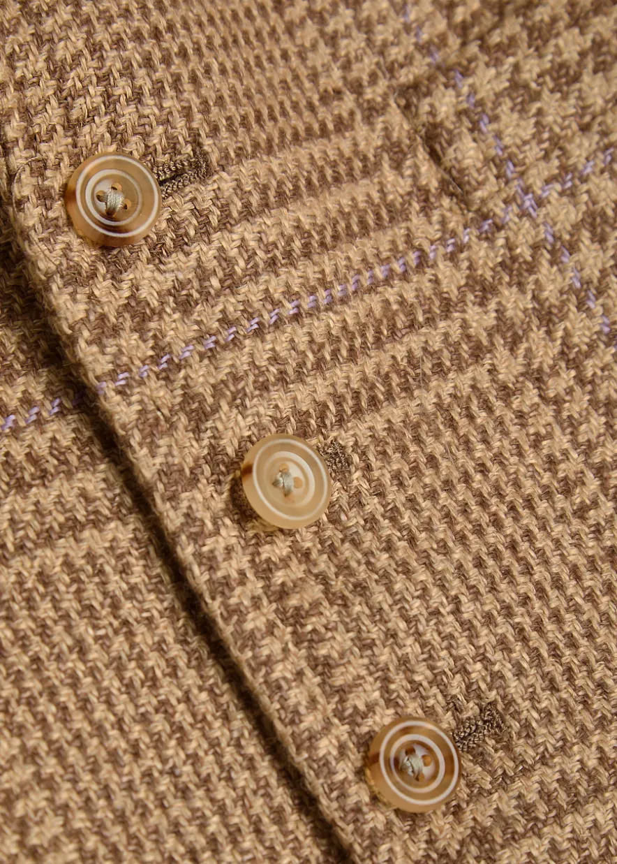 Checked linen-blend waistcoat