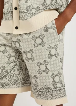 Checked logo-monogram cotton-blend shorts