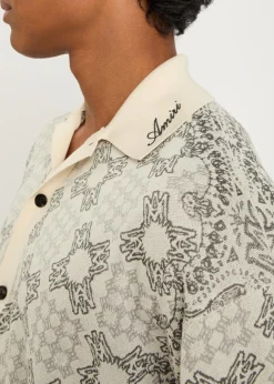 Checked logo-monogram cotton-blend shirt