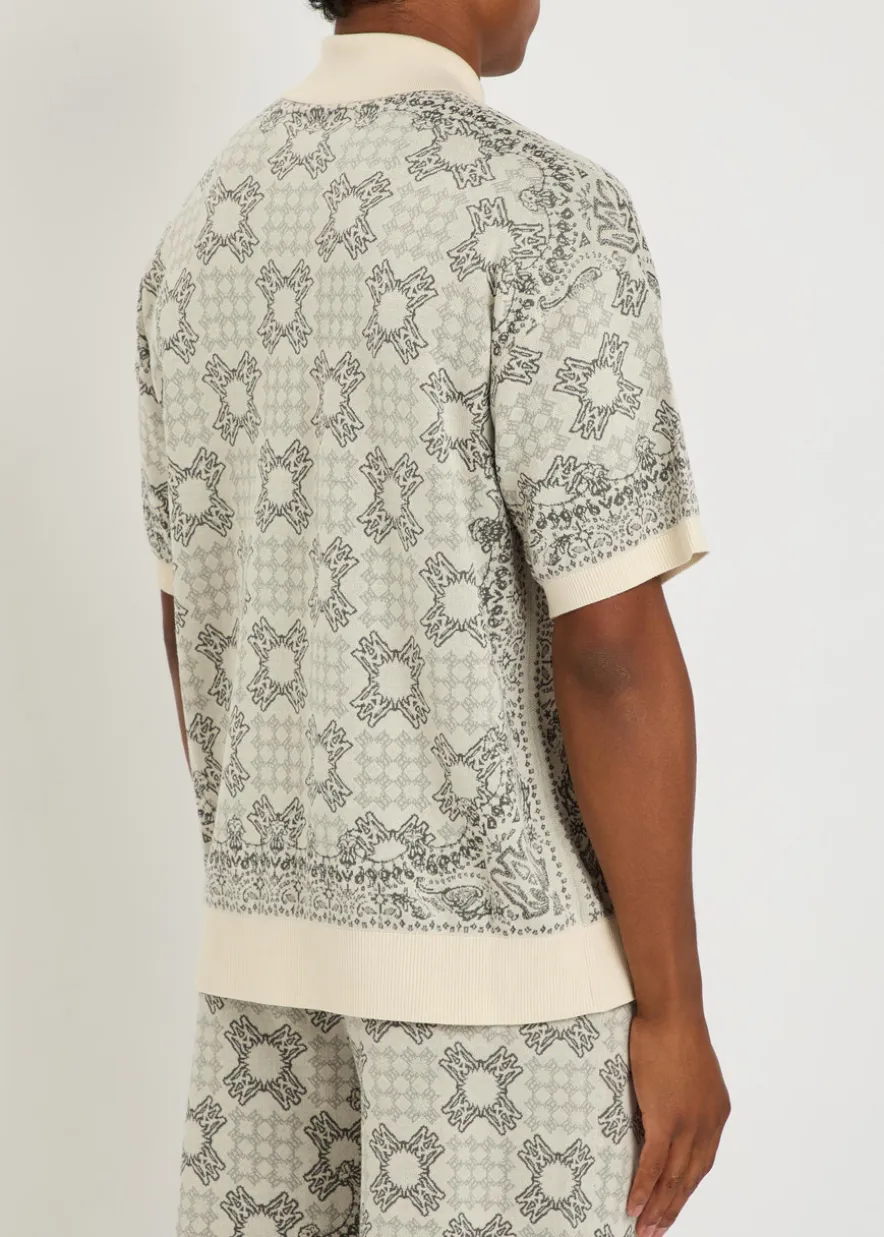 Checked logo-monogram cotton-blend shirt