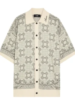 Checked logo-monogram cotton-blend shirt