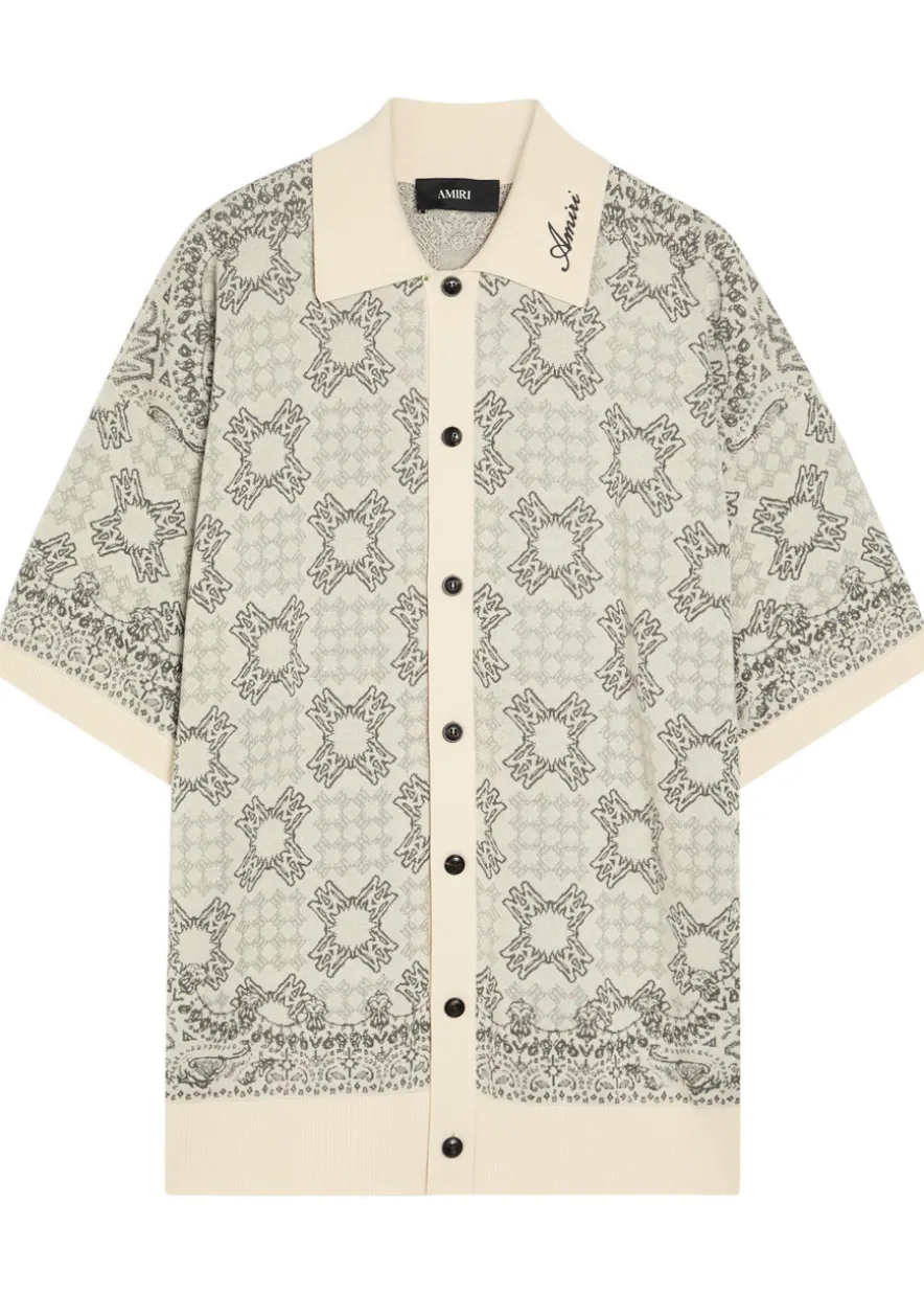 Checked logo-monogram cotton-blend shirt