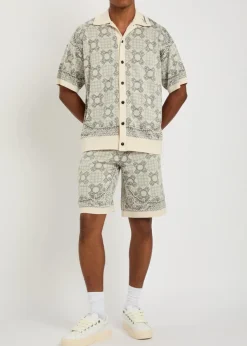 Checked logo-monogram cotton-blend shirt