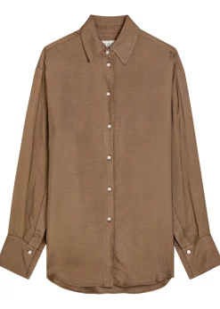 Checked satin shirt