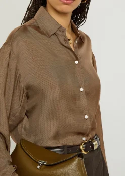 Checked satin shirt