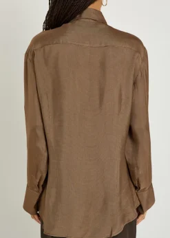 Checked satin shirt