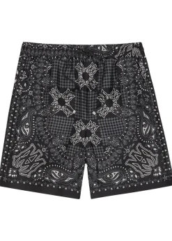 Checked silk shorts