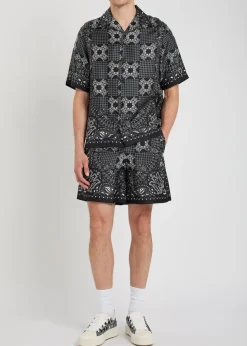 Checked silk shorts