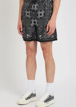Checked silk shorts