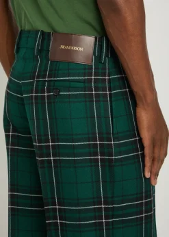 Checked straight-leg trousers