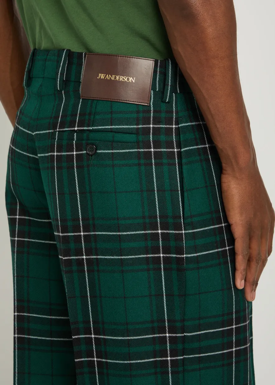 Checked straight-leg trousers