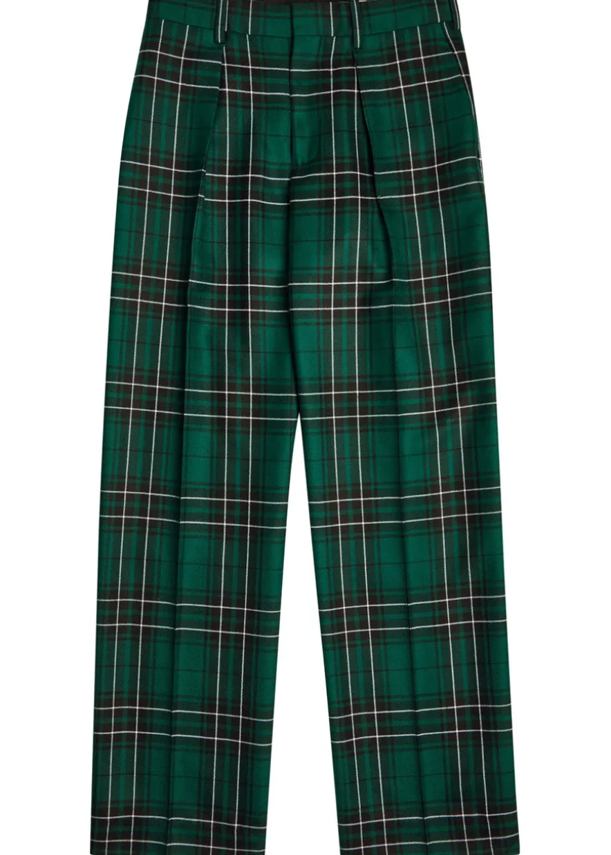 Checked straight-leg trousers