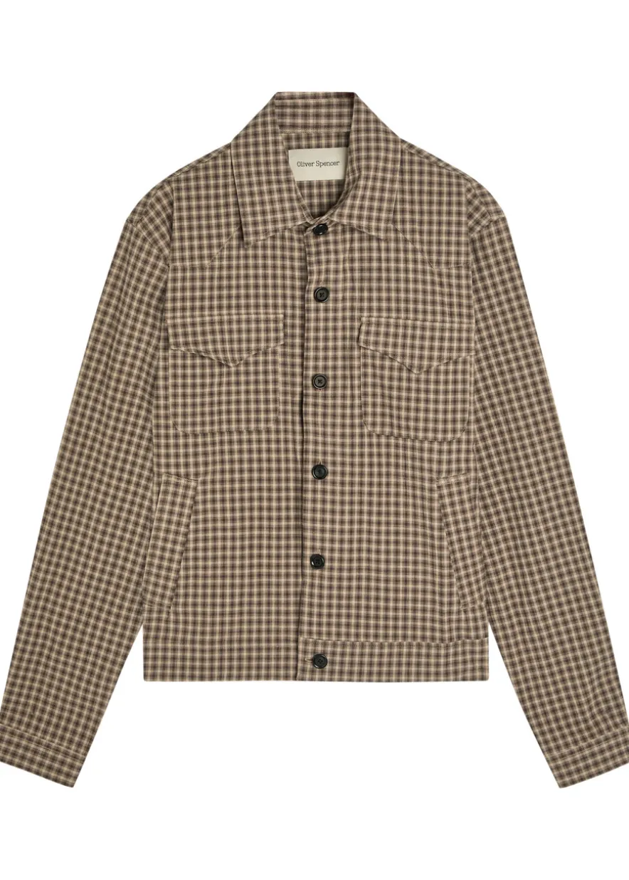 Checked stretch-cotton jacket