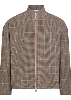 Checked textured woven track jacket