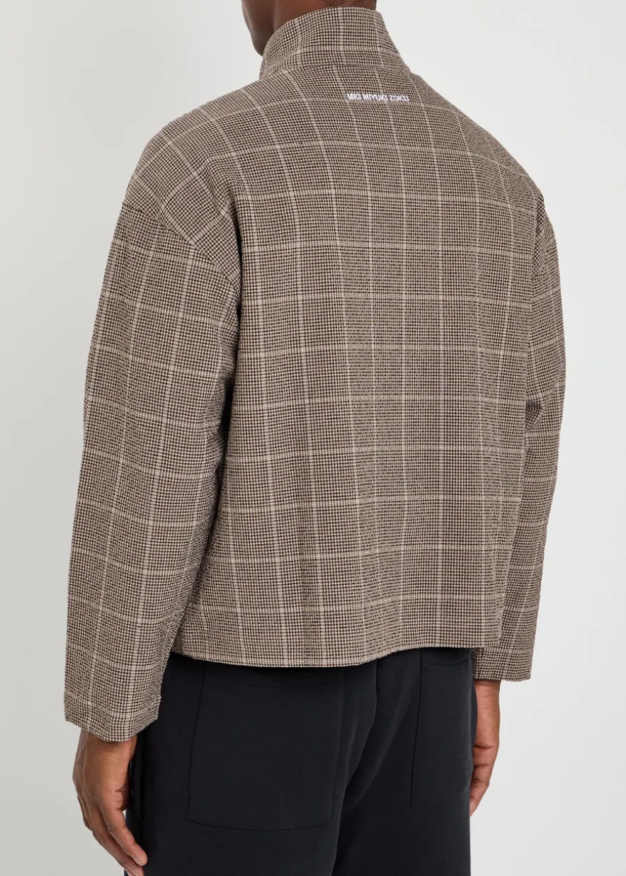 Checked textured woven track jacket