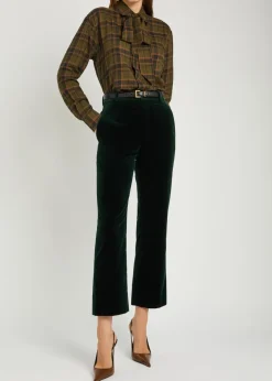 Checked tie-neck cotton shirt