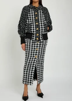 Checked tweed bomber jacket