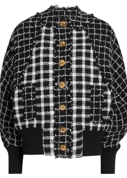 Checked tweed bomber jacket